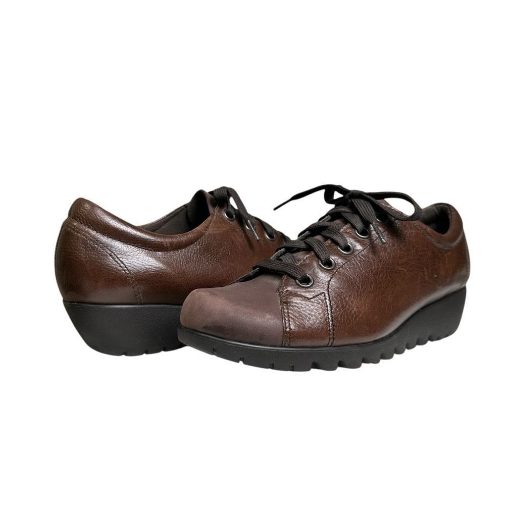 Munro American Dakota Wedge Lace Up Brown Leather Sneaker Sz 10M